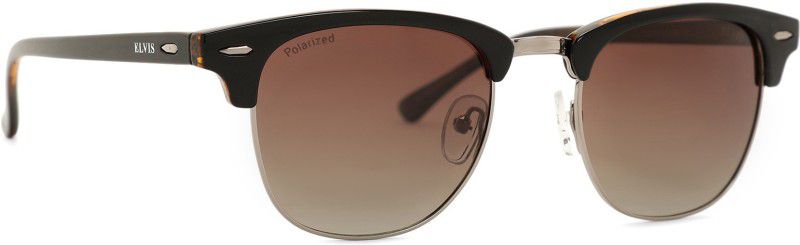 Polarized, UV Protection Clubmaster Sunglasses (Free Size)  (For Boys & Girls, Brown)