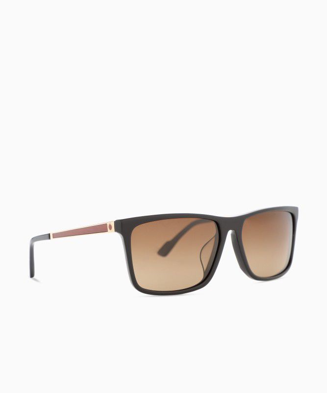 Polarized Retro Square Sunglasses (59)  (For Men, Brown)