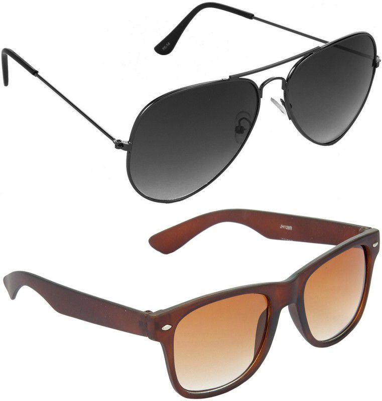 Gradient Aviator, Wayfarer Sunglasses (Free Size)  (For Men, Grey)