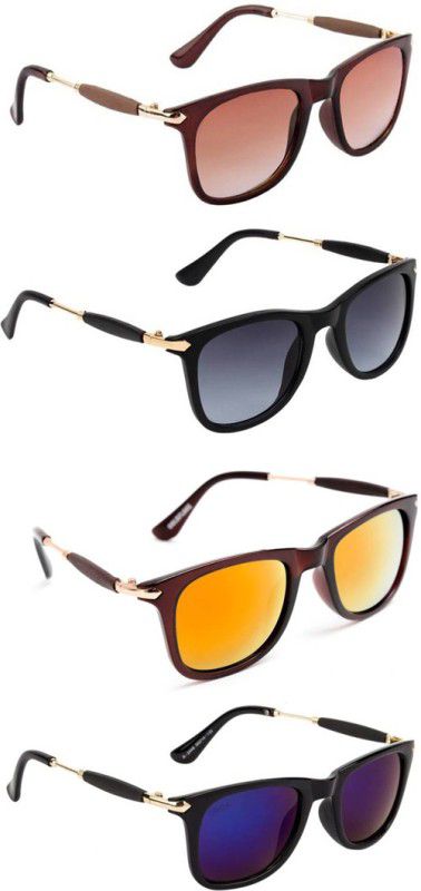 UV Protection, Gradient, Others Wayfarer Sunglasses (Free Size)  (For Men & Women, Brown, Grey, Orange, Violet)