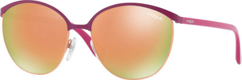 Mirrored Round Sunglasses (57)  (For Women, Golden)