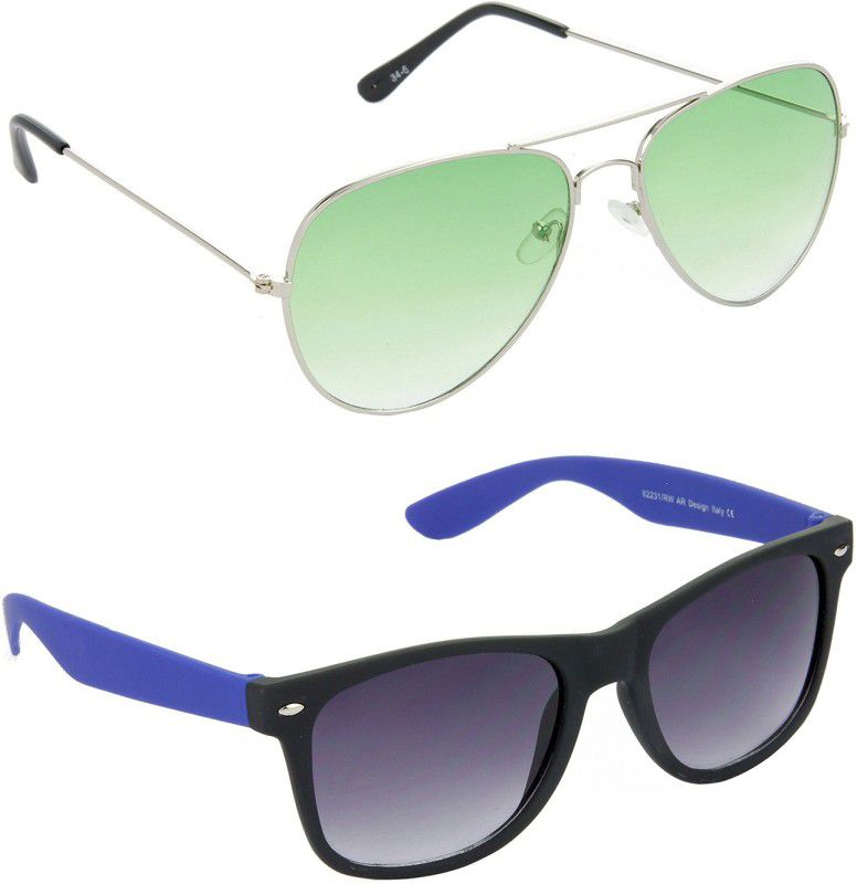 Gradient, Mirrored, UV Protection Aviator Sunglasses (59)  (For Men & Women, Green, Grey)