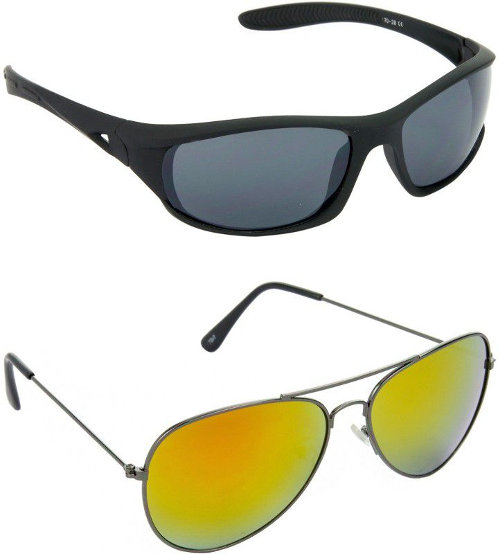 UV Protection Sports Sunglasses (58)  (For Men, Grey, Yellow)