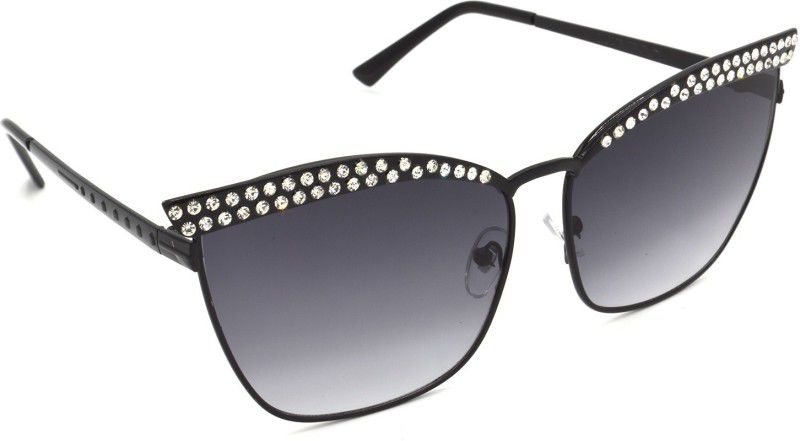 Gradient, Mirrored, UV Protection Cat-eye Sunglasses (53)  (For Men & Women, Grey)
