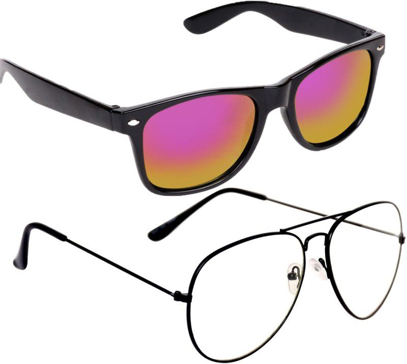 UV Protection Wayfarer, Aviator Sunglasses (Free Size)  (For Men & Women, Red, Clear)