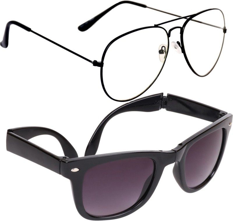 UV Protection Aviator, Wayfarer Sunglasses (Free Size)  (For Men & Women, Clear, Violet)