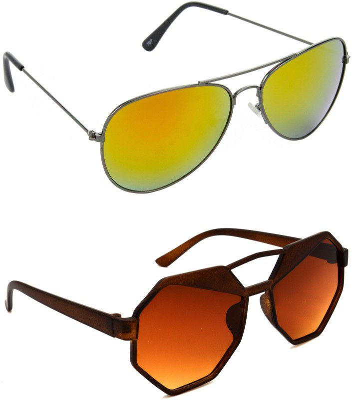 UV Protection Aviator Sunglasses (58)  (For Men & Women, Yellow, Brown)