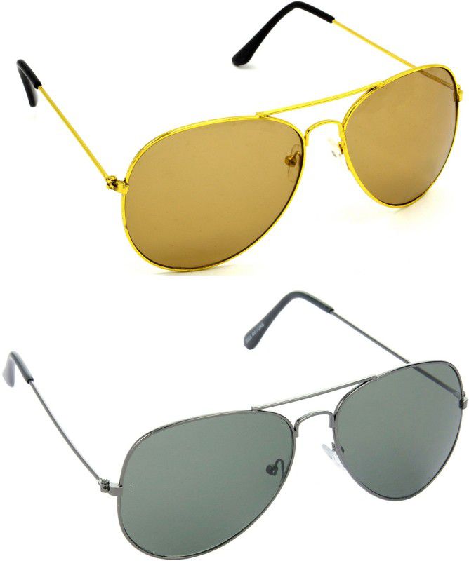 UV Protection Aviator Sunglasses (58)  (For Men & Women, Brown, Green)
