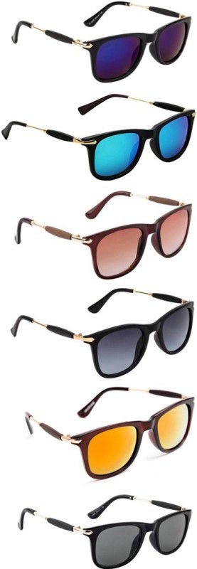 UV Protection, Gradient, Others Wayfarer Sunglasses (Free Size)  (For Men & Women, Violet, Blue, Brown, Grey, Orange, Black)