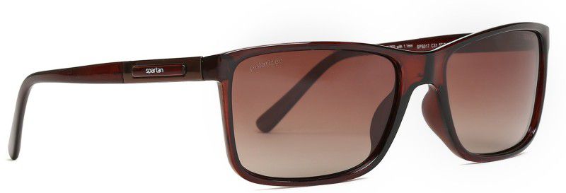 Polarized, Gradient, UV Protection Rectangular Sunglasses (57)  (For Men & Women, Brown)