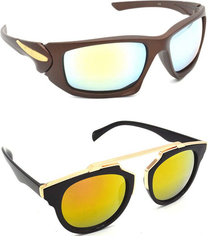 UV Protection Sports Sunglasses (58)  (For Men & Women, Silver, Golden)