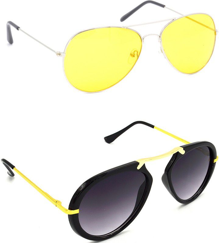 UV Protection Aviator Sunglasses (58)  (For Men & Women, Yellow, Grey)