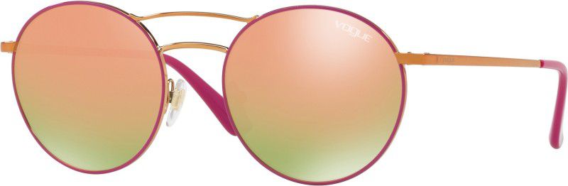 Mirrored Round Sunglasses (52)  (For Women, Pink)
