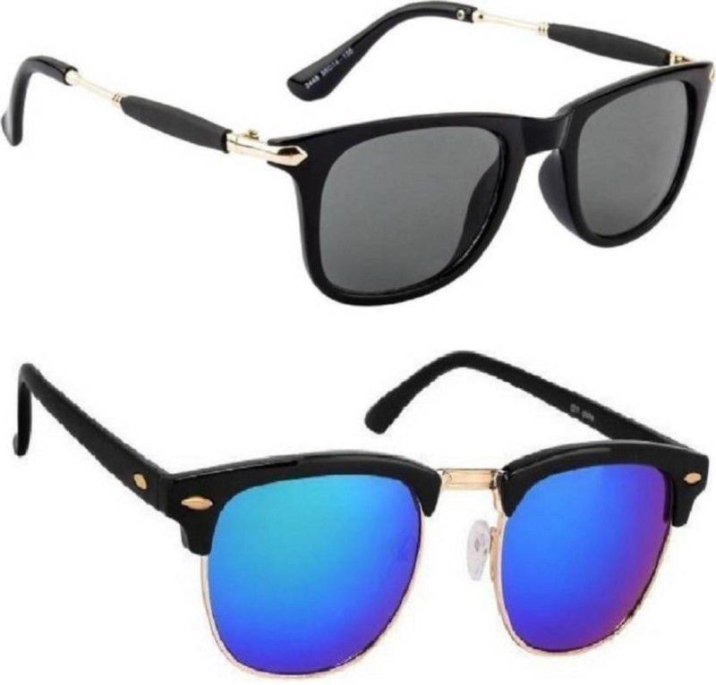 UV Protection Wayfarer Sunglasses (Free Size)  (For Boys & Girls, Blue, Black)