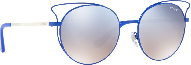 Mirrored Round Sunglasses (52)  (For Women, Silver)