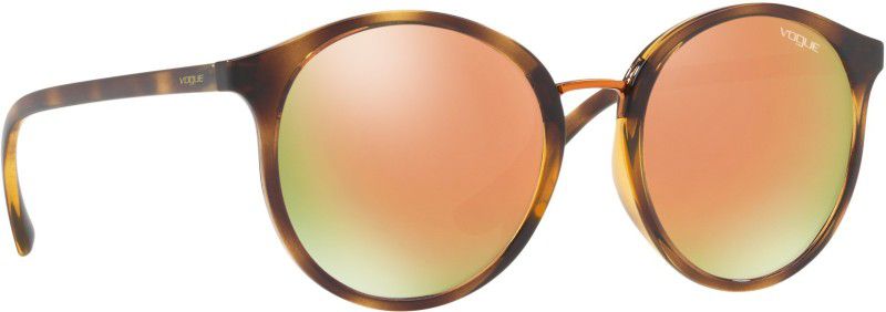 Mirrored Round Sunglasses (51)  (For Women, Golden)