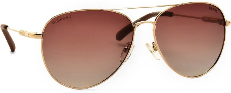 Polarized, Gradient, UV Protection Aviator Sunglasses (58)  (For Men & Women, Brown)