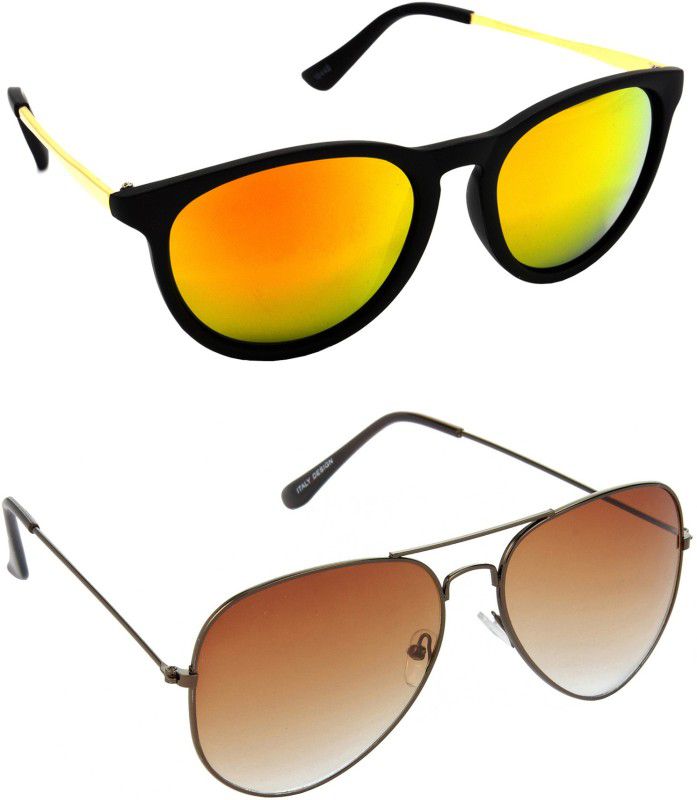 UV Protection Wayfarer, Aviator Sunglasses (58)  (For Men & Women, Golden, Brown)