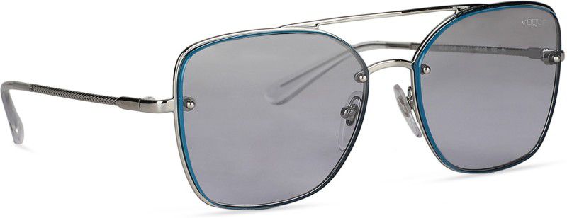UV Protection Retro Square Sunglasses (56)  (For Women, Silver)