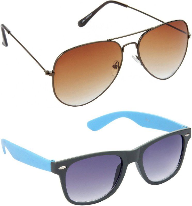 Gradient, Mirrored, UV Protection Aviator Sunglasses (Free Size)  (For Men & Women, Brown, Grey)