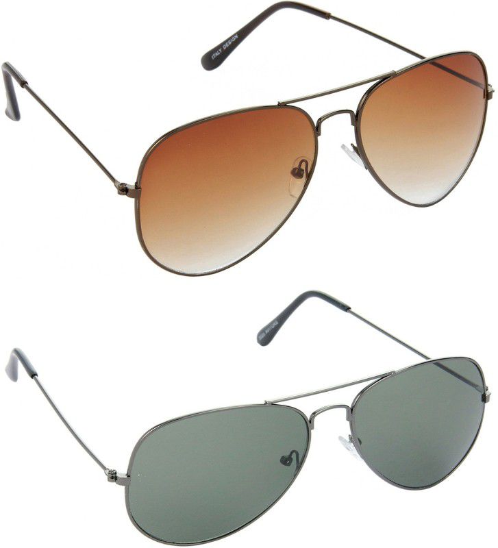 Gradient, Mirrored, UV Protection Aviator Sunglasses (Free Size)  (For Men & Women, Brown, Green)
