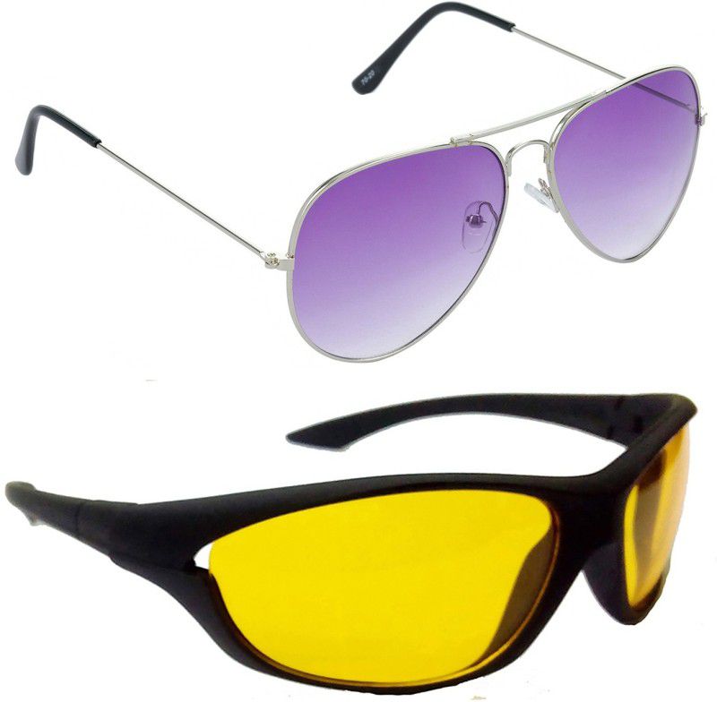 Gradient Aviator, Sports Sunglasses (Free Size)  (For Men, Violet)