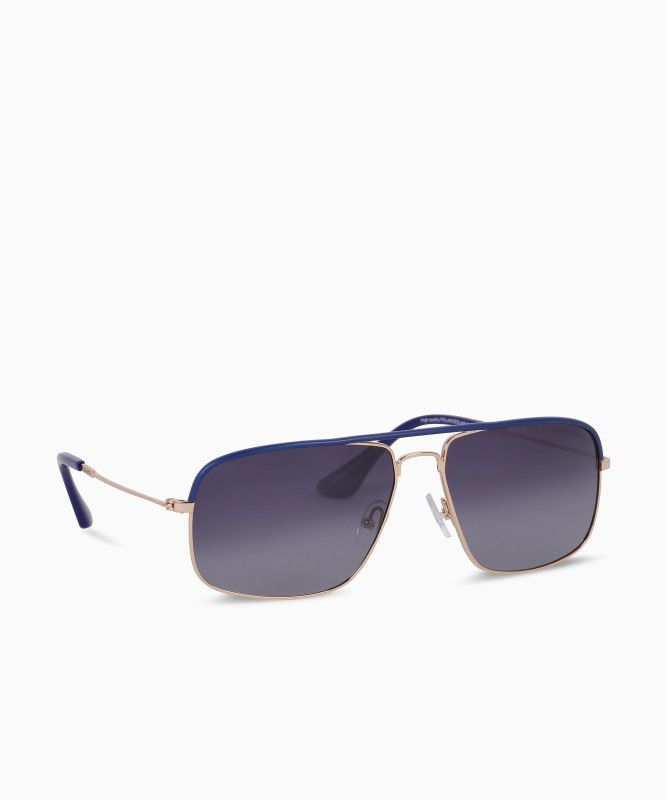 Polarized Rectangular Sunglasses (60)  (For Men & Women, Blue)