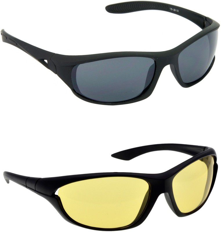 UV Protection, Night Vision Sports Sunglasses (58)  (For Men & Women, Grey, Yellow)