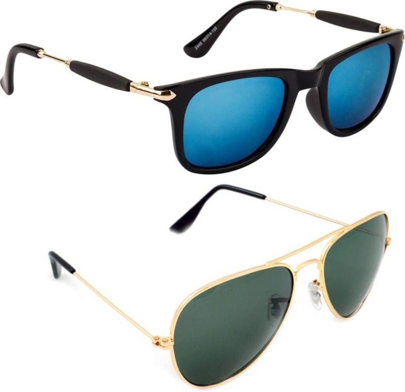 UV Protection Wayfarer, Aviator Sunglasses (Free Size)  (For Boys & Girls, Green, Blue)