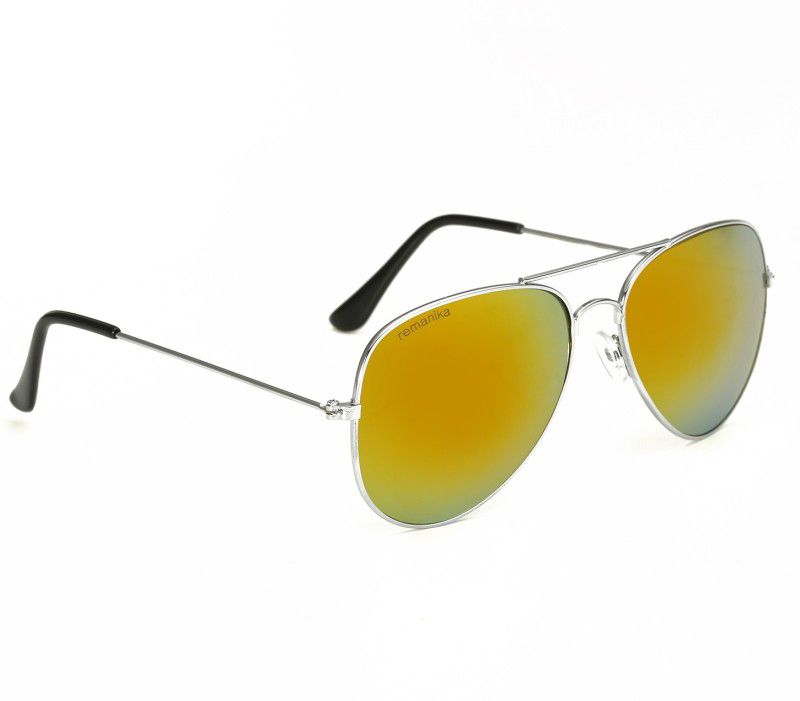 Mirrored Aviator Sunglasses (Free Size)  (For Women, Orange)