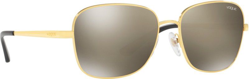 Mirrored Retro Square Sunglasses (57)  (For Women, Golden)