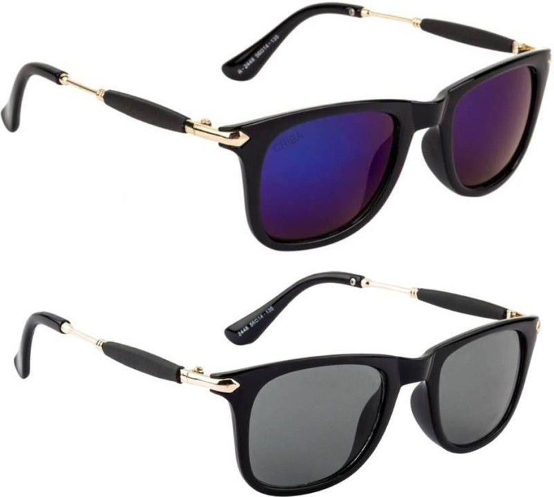 UV Protection, Gradient, Others Wayfarer Sunglasses (Free Size)  (For Men & Women, Violet, Black)