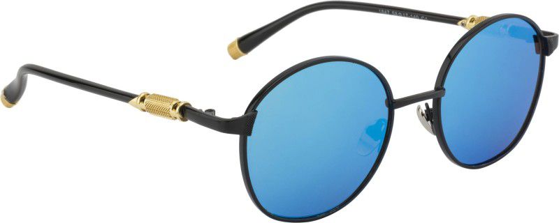 Mirrored Round Sunglasses (58)  (For Women, Brown, Blue)