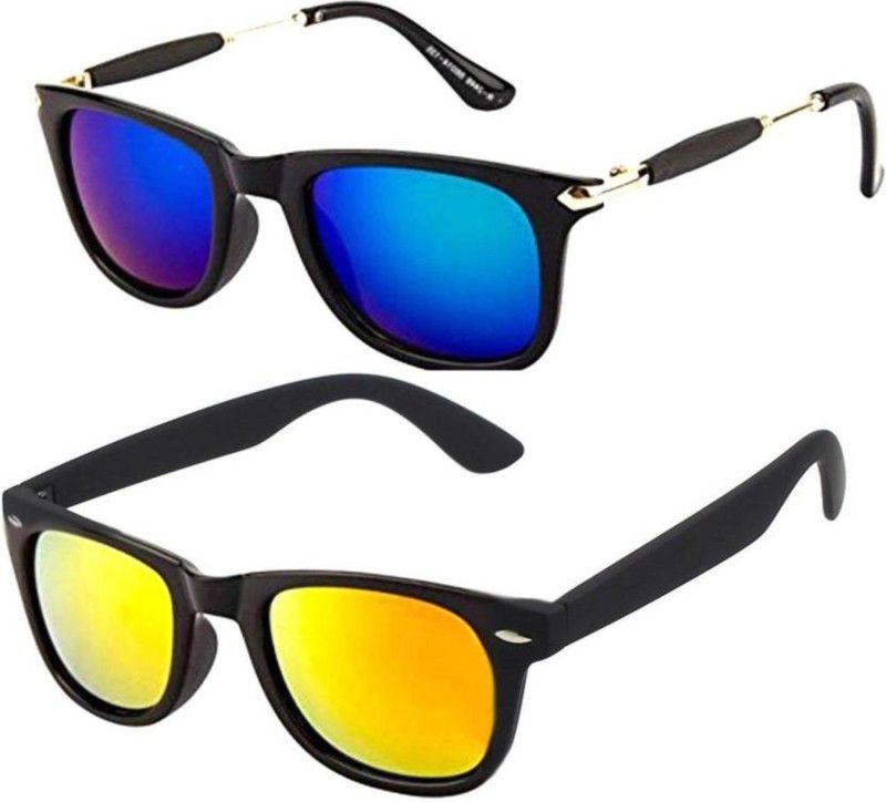 UV Protection Wayfarer Sunglasses (Free Size)  (For Boys & Girls, Blue, Yellow)