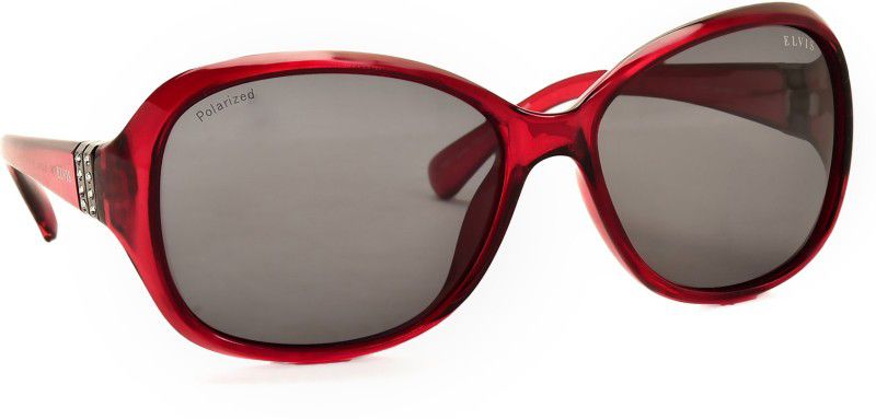 Polarized Oval Sunglasses (Free Size)  (For Women, Grey)