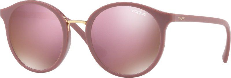 Mirrored Round Sunglasses (51)  (For Women, Pink)