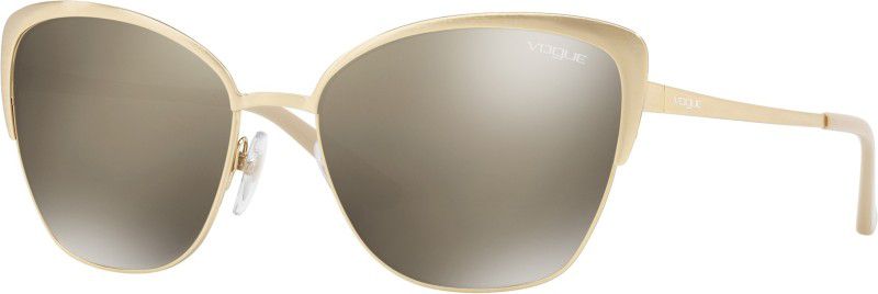 Mirrored Cat-eye Sunglasses (57)  (For Women, Golden)