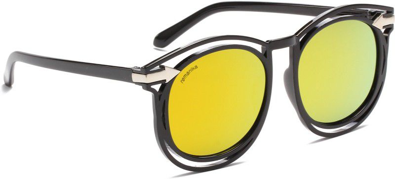 Mirrored Round Sunglasses (Free Size)  (For Women, Orange)