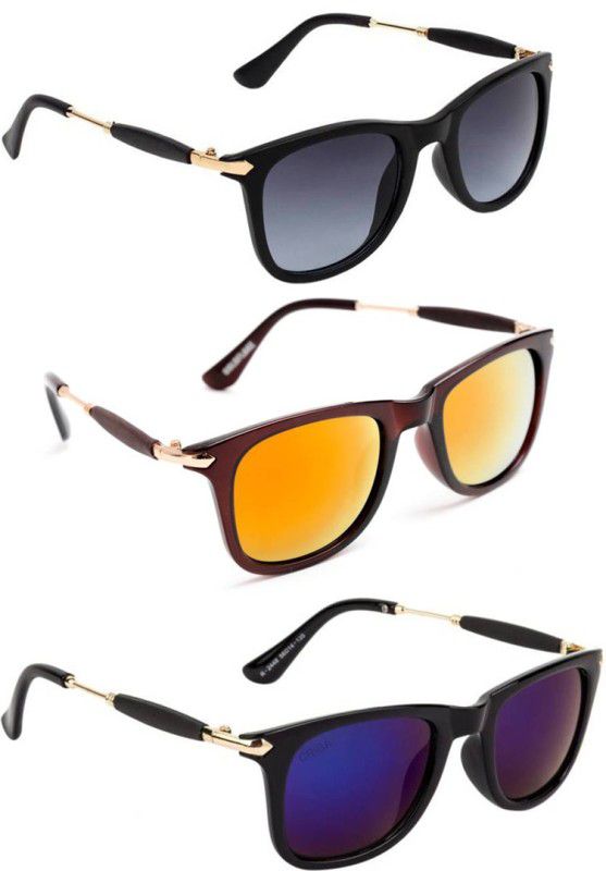 UV Protection, Gradient, Others Wayfarer Sunglasses (Free Size)  (For Men & Women, Grey, Orange, Violet)