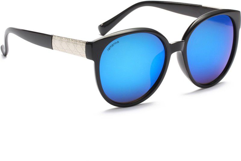 Mirrored Round Sunglasses (Free Size)  (For Women, Blue)