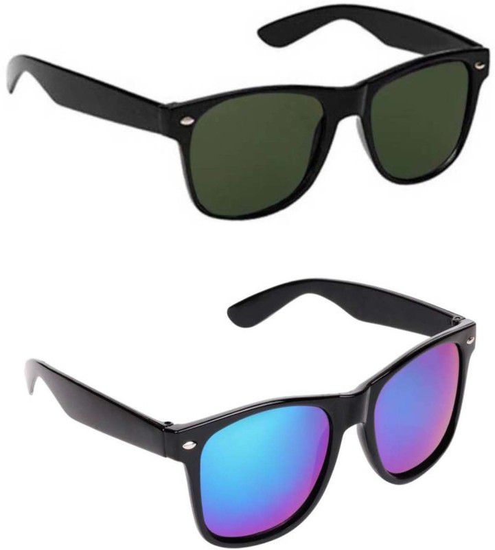Polarized Wayfarer Sunglasses (Free Size)  (For Men & Women, Green, Blue)