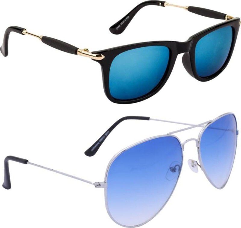 UV Protection Wayfarer, Aviator Sunglasses (Free Size)  (For Men & Women, Blue, Blue)