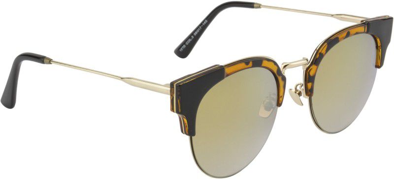 Mirrored Clubmaster Sunglasses (58)  (For Women, Brown, Golden)