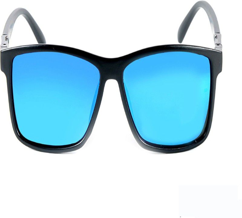 Polarized Rectangular Sunglasses (56)  (For Men, Blue)