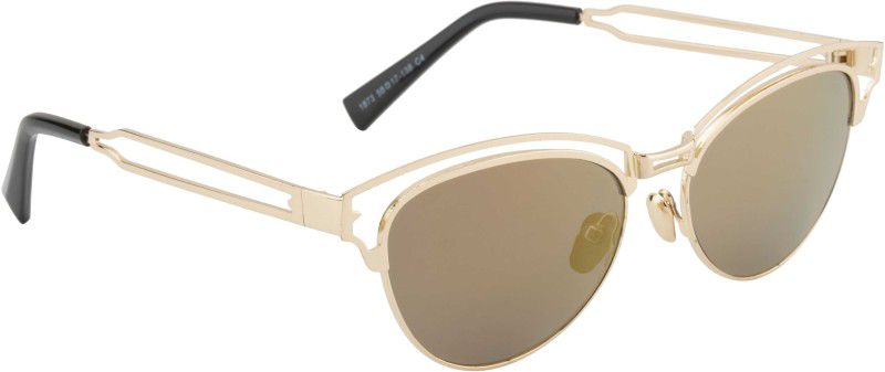 Mirrored Cat-eye Sunglasses (58)  (For Women, Grey, Golden)
