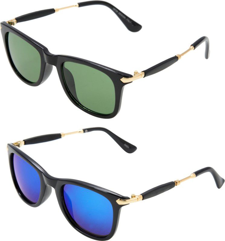 UV Protection Aviator, Wayfarer, Round Sunglasses (Free Size)  (For Men & Women, Green, Black)