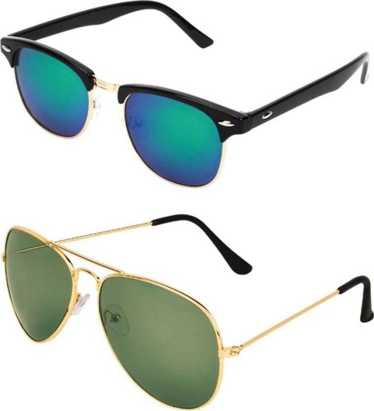 UV Protection Wayfarer, Aviator Sunglasses (Free Size)  (For Boys & Girls, Blue, Green)
