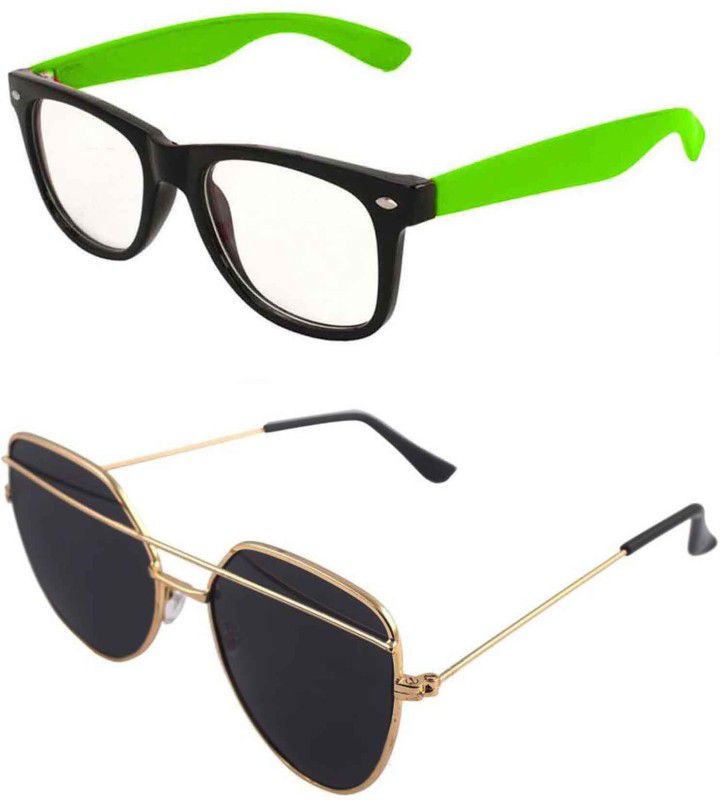 UV Protection Wayfarer, Retro Square Sunglasses (Free Size)  (For Men & Women, Black, Clear)