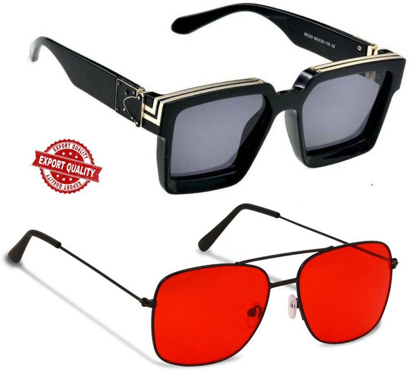 Retro Square Sunglasses  (For Boys & Girls, Red)