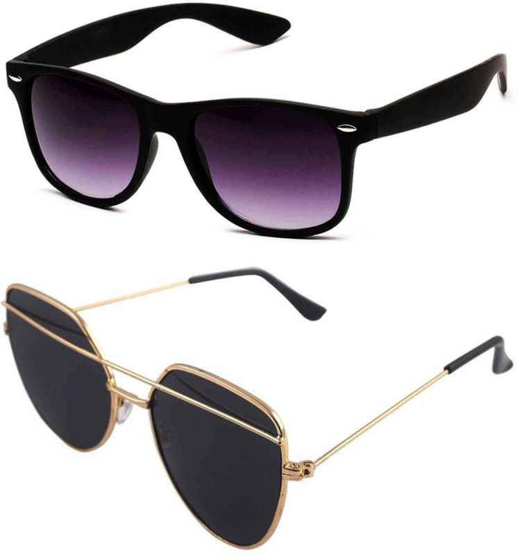 UV Protection Retro Square, Wayfarer Sunglasses (Free Size)  (For Men & Women, Black, Violet)